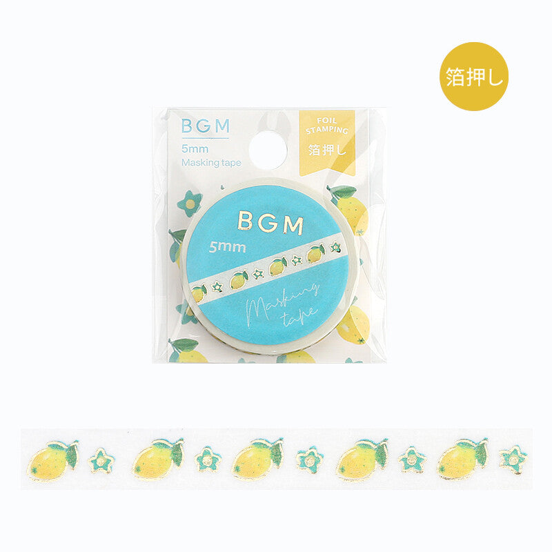 BGM Gold Foil Skinny Washi Tape - Lemon and Flower BM-LSG150