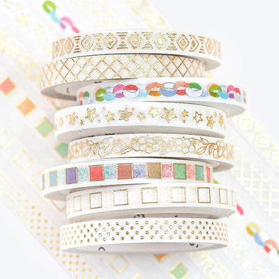 BGM Basic Series Gold Foil Skinny Washi Tape - Check