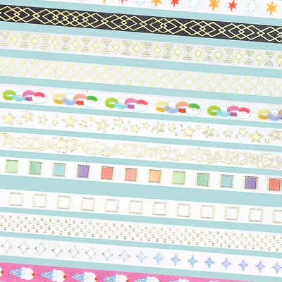 BGM Basic Series Gold Foil Skinny Washi Tape - Check