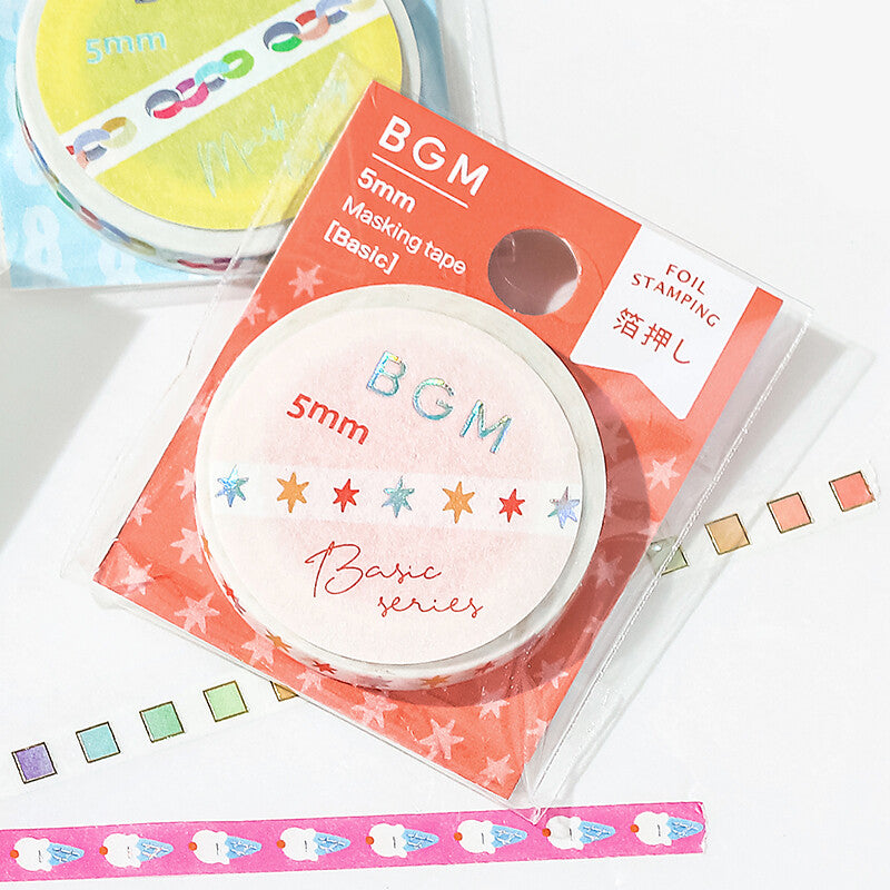 BGM Basic Series Holographic Foil Skinny Washi Tape - Color Star