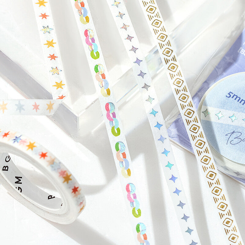 BGM Basic Series Holographic Foil Skinny Washi Tape - Color Star