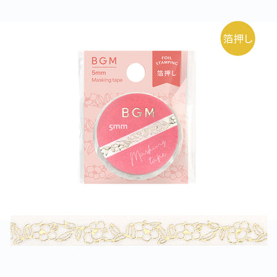 BGM Basic Series Gold Foil Skinny Washi Tape - Floral Melody BM-LSG166 
