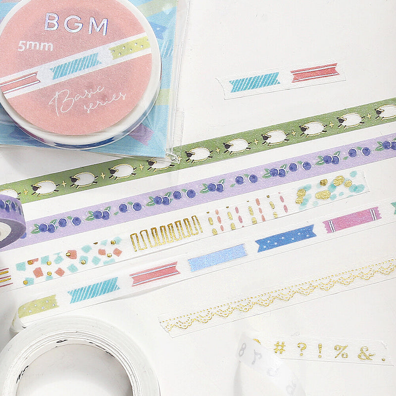 BGM Gold Foil Skinny Washi Tape - Lace