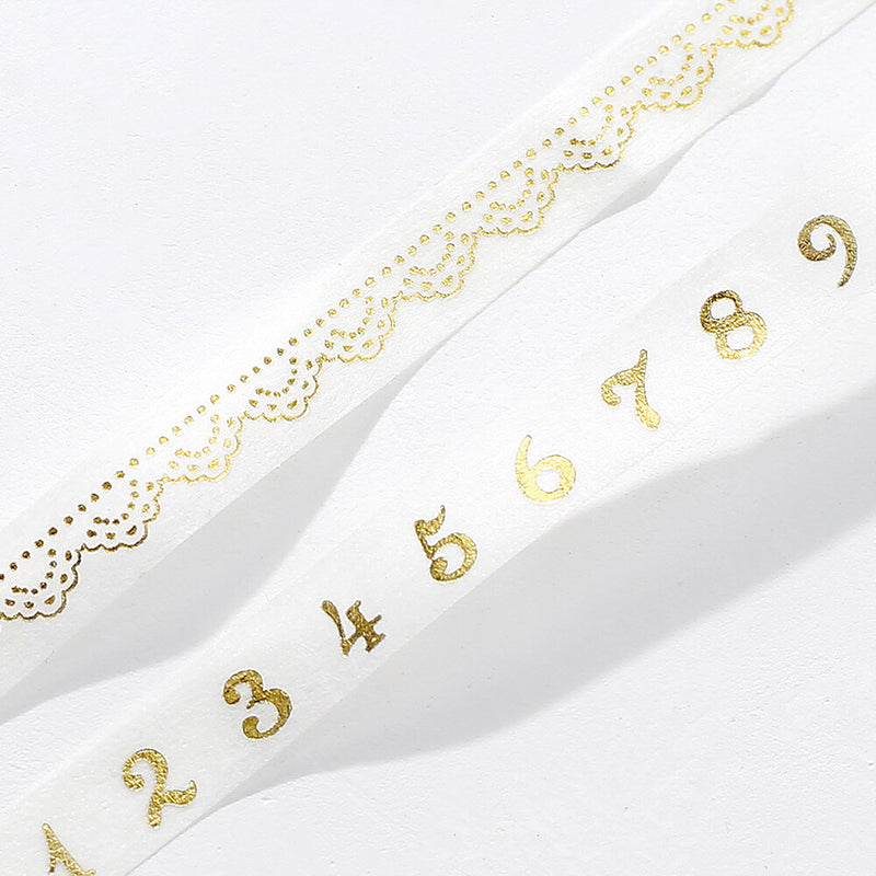 BGM Gold Foil Skinny Washi Tape - Lace