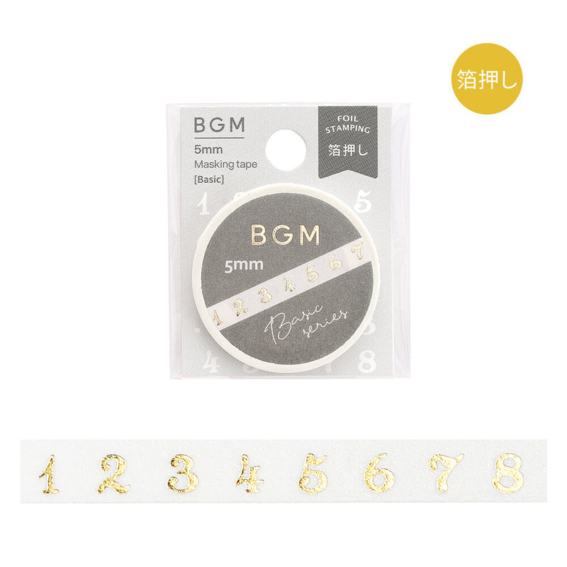 BGM Gold Foil Skinny Washi Tape - Numbers BM-LSG170