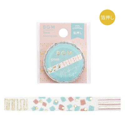 BGM Gold Foil Skinny Washi Tape - Patterns BM-LSG171