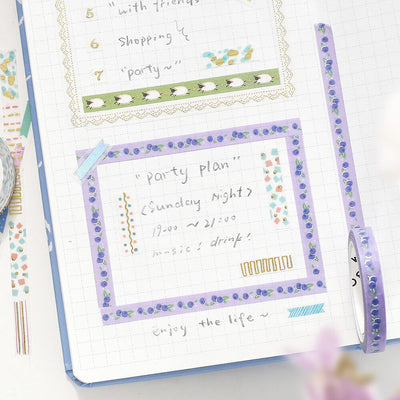 BGM Holographic Foil Skinny Washi Tape - Blueberry