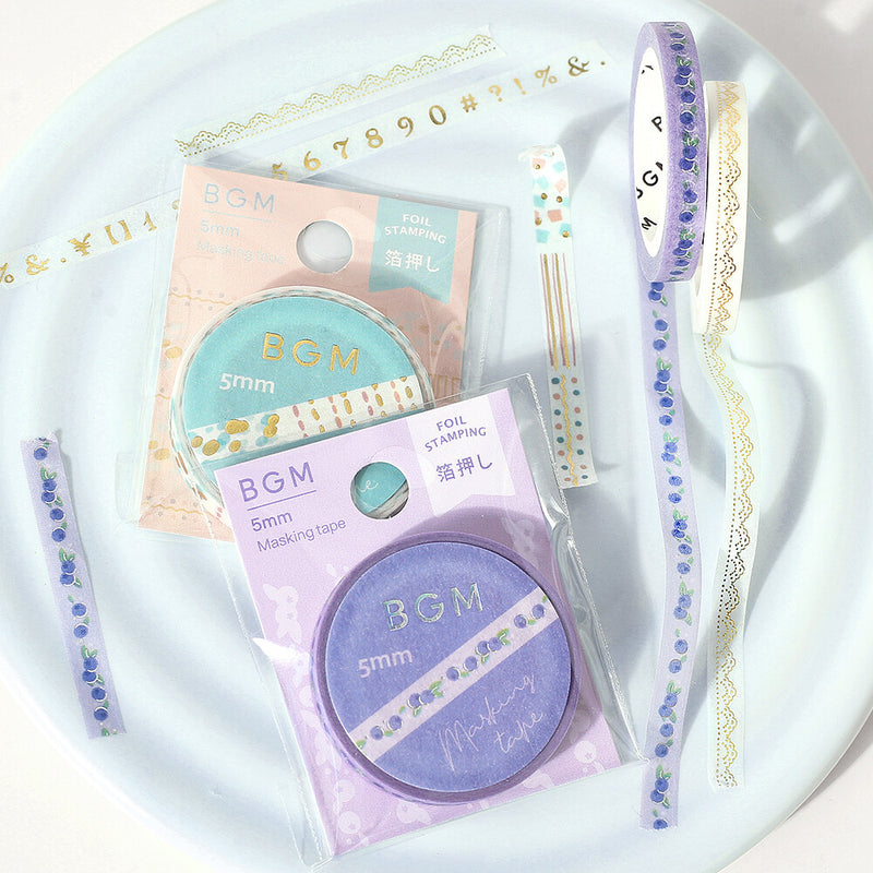 BGM Holographic Foil Skinny Washi Tape - Blueberry