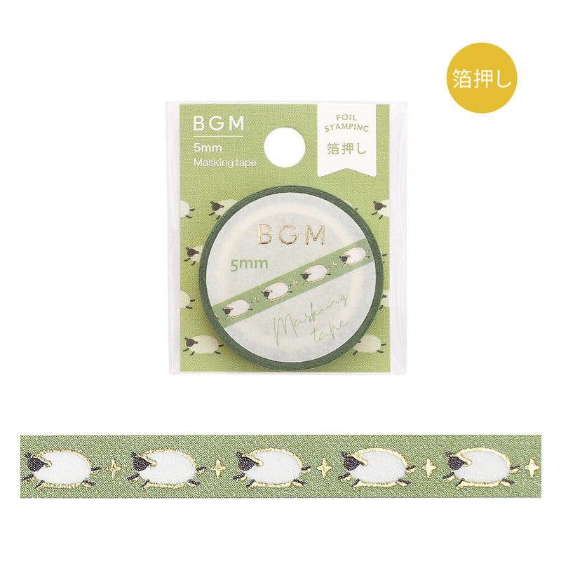 BGM Gold Foil Skinny Washi Tape - Sheep BM-LSG174