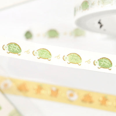 BGM Gold Foil Skinny Washi Tape - Running Turtle BM-LSG182