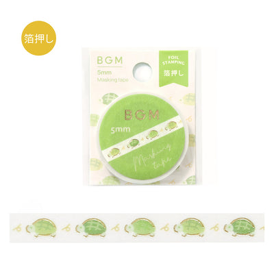 BGM Gold Foil Skinny Washi Tape - Running Turtle BM-LSG182