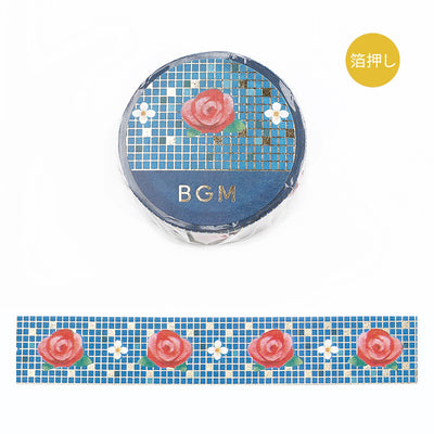 BGM Tile Art Gold Foil Washi Tape - Rose BM-SAG003
