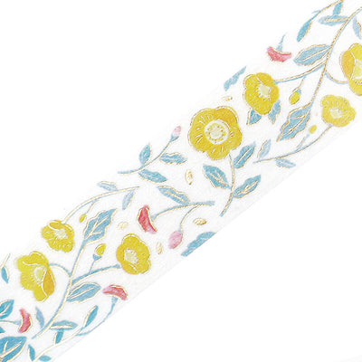 BGM Floral Pattern Gold Foil Washi Tape - Sasanqua Camellia BM-SAG009