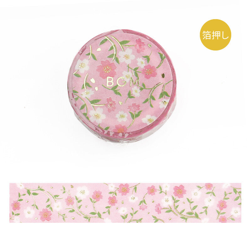 BGM Floral Pattern Gold Foil Washi Tape - Sakura BM-SAG011