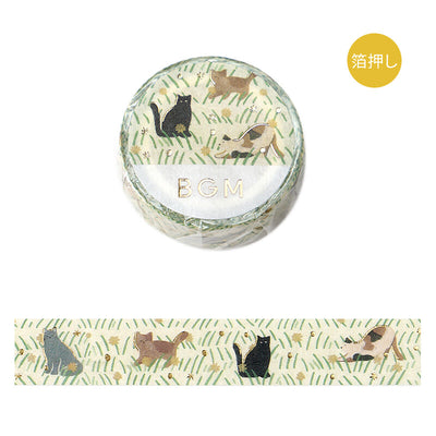 BGM Floral Notebook Gold Foil Washi Tape - Cat BM-SAG016