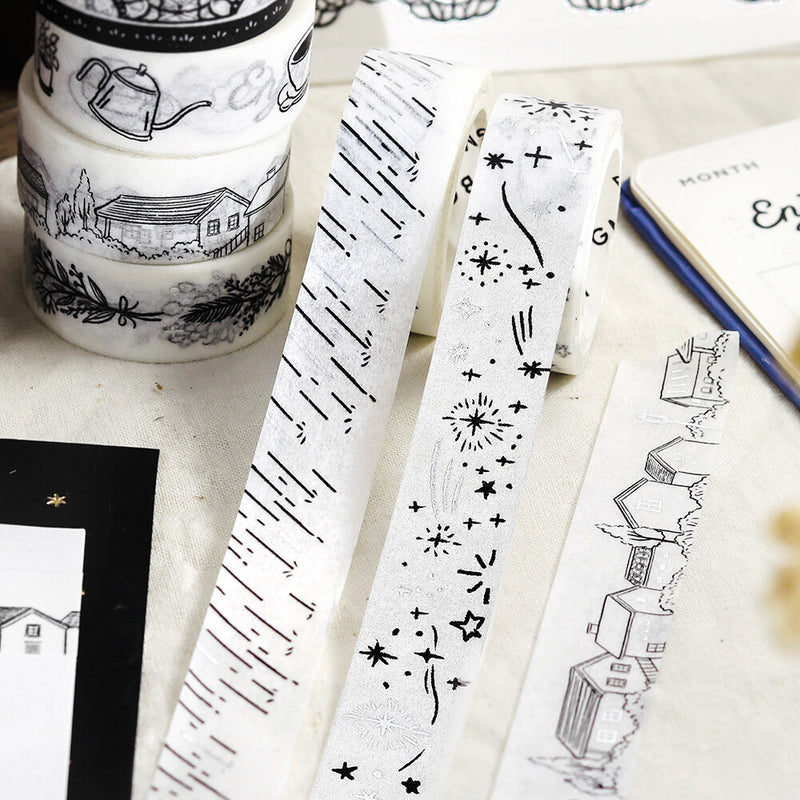 BGM Monotone Silver Foil Washi Tape - Starry Sky