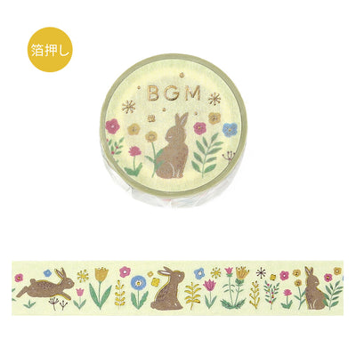 BGM Nordic Forest Gold Foil Washi Tape - Rabbit and Flower BM-SAG027