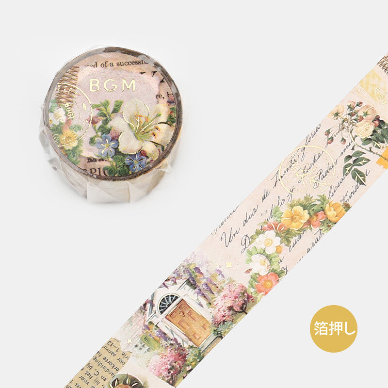 BGM Romance Gold Foil Washi Tape - Flower BM-SBG001