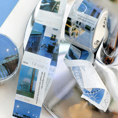 BGM Colorful City Silver Foil Washi Tape - Blue BM-SDG006
