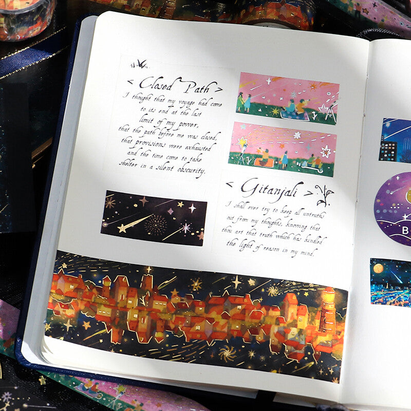 BGM Night of Shooting Stars Gold Foil Washi Tape - Warm Light