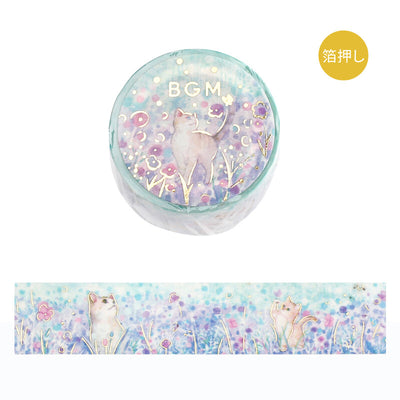 BGM Cat and Flower Gold Foil Washi Tape - Little Friends BM-SDG019