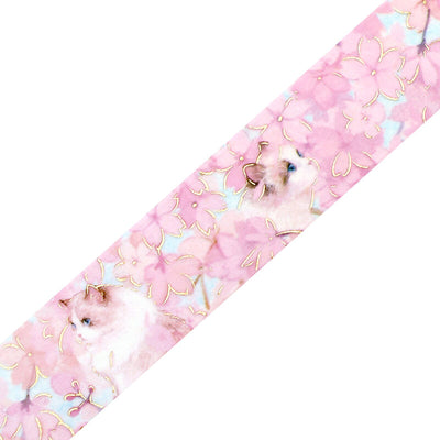 BGM Cat and Flower Gold Foil Washi Tape - Blossom BM-SDG020