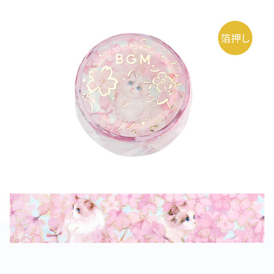 BGM Cat and Flower Gold Foil Washi Tape - Blossom BM-SDG020 