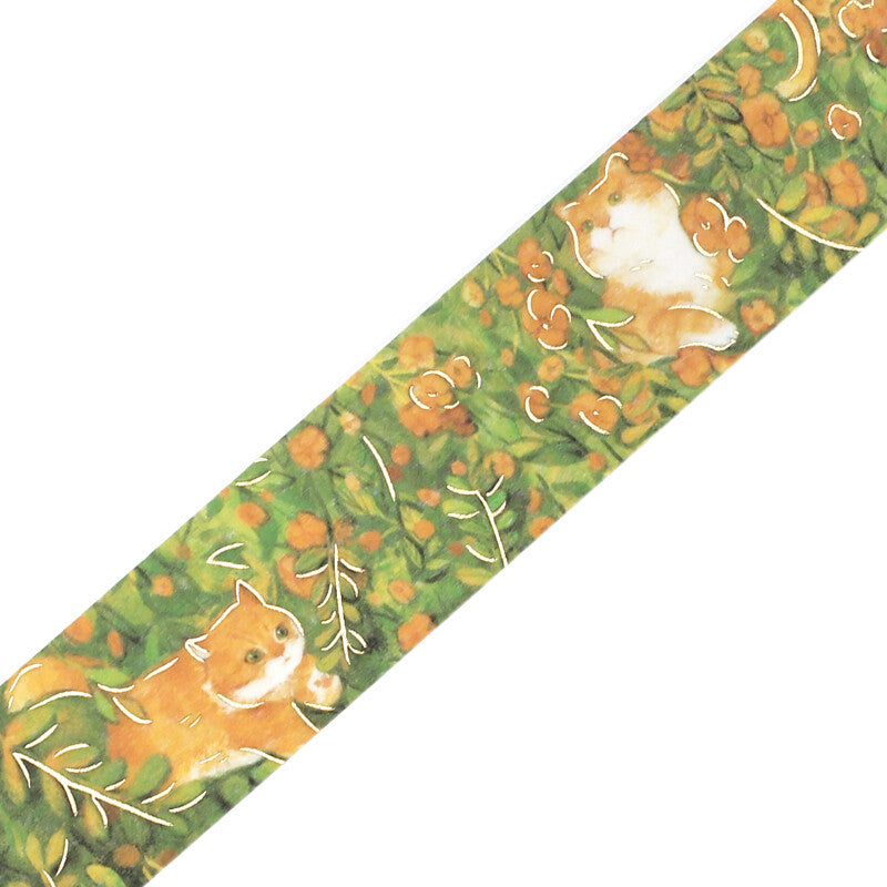 BGM Cat and Flower Gold Foil Washi Tape - Find Me BM-SDG022