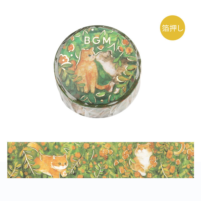 BGM Cat and Flower Gold Foil Washi Tape - Find Me BM-SDG022