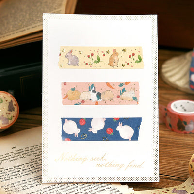 BGM Rabbit Country Gold Foil Washi Tape - Strawberry