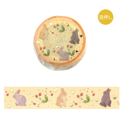 BGM Rabbit Country Gold Foil Washi Tape - Raspberry BM-SDG040