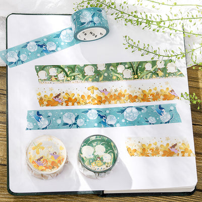 BGM Flower Story Gold Foil Washi Tape - Flower Snowstorm