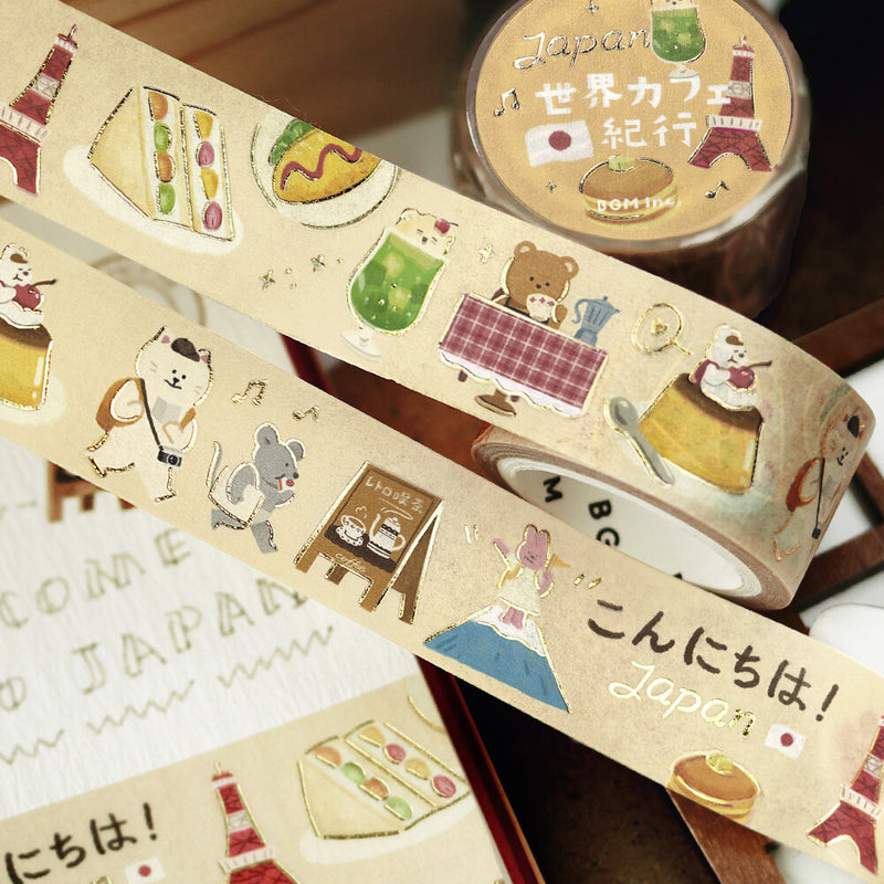 BGM Cafes in the World Gold Foil Washi Tape - Japan BM-SDG056