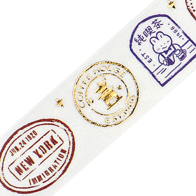 BGM Cafes in the World Gold Foil Washi Tape - Stamp BM-SDG059