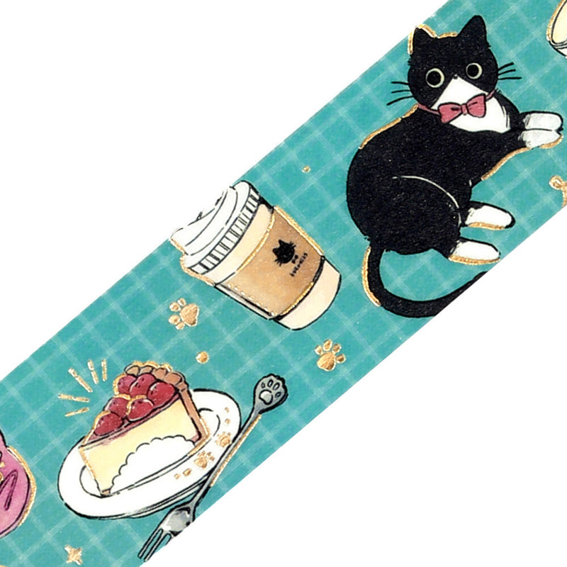 BGM Kuroneko Cafe Gold Foil Washi Tape - Stroll BM-SDG086