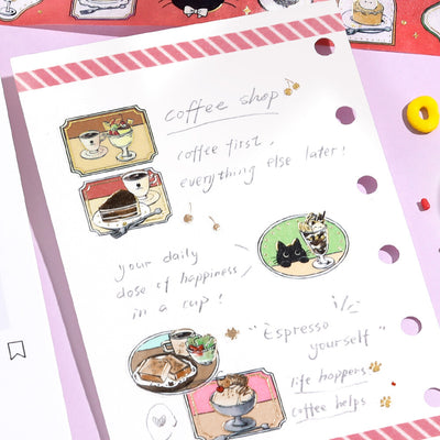 BGM Kuroneko Cafe Gold Foil Washi Tape - Today's Menu