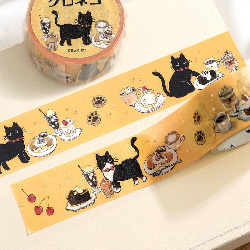 BGM Kuroneko Cafe Gold Foil Washi Tape - Dessert Time BM-SDG088