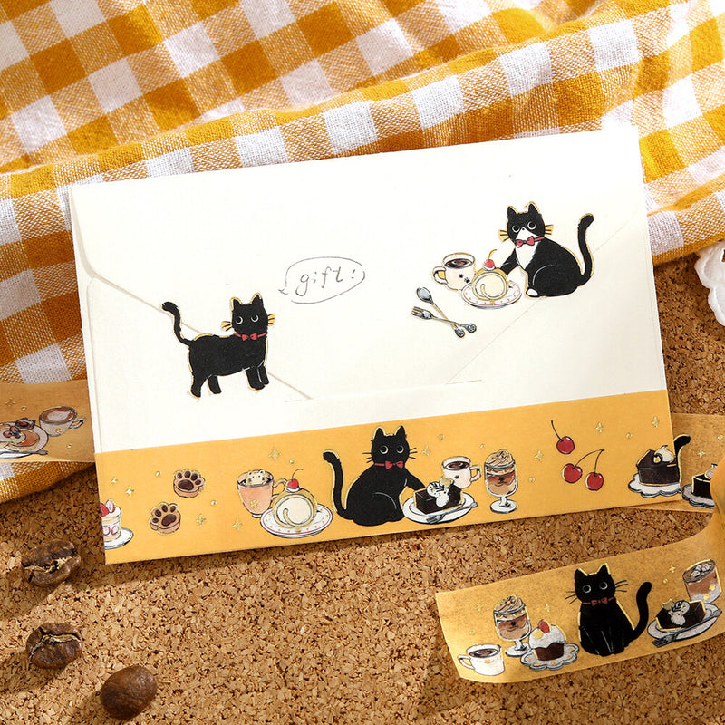 BGM Kuroneko Cafe Gold Foil Washi Tape - Dessert Time BM-SDG088