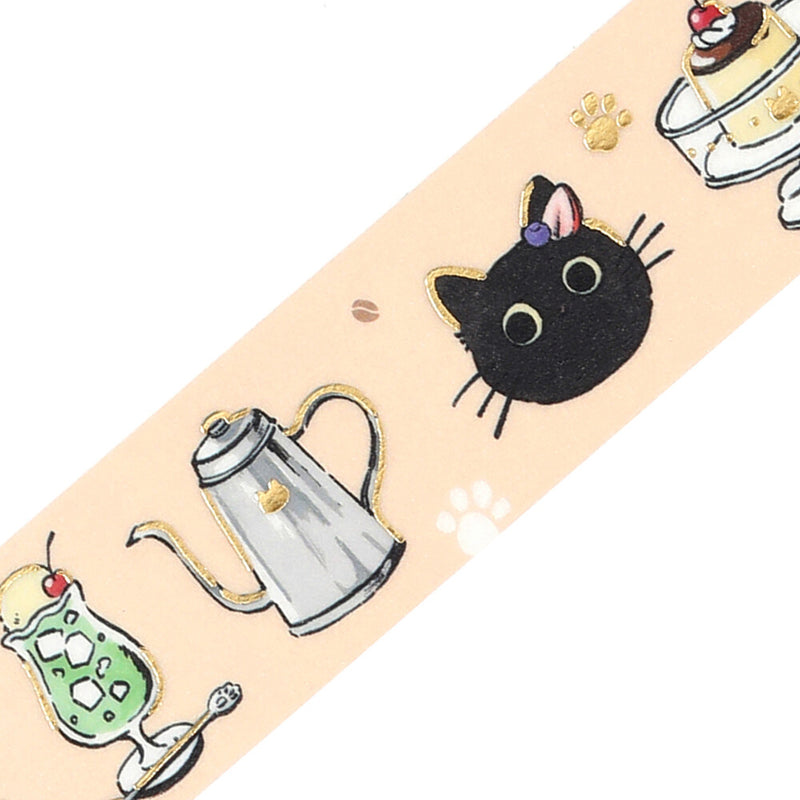 BGM Kuroneko Cafe Gold Foil Washi Tape - Welcome BM-SDG089