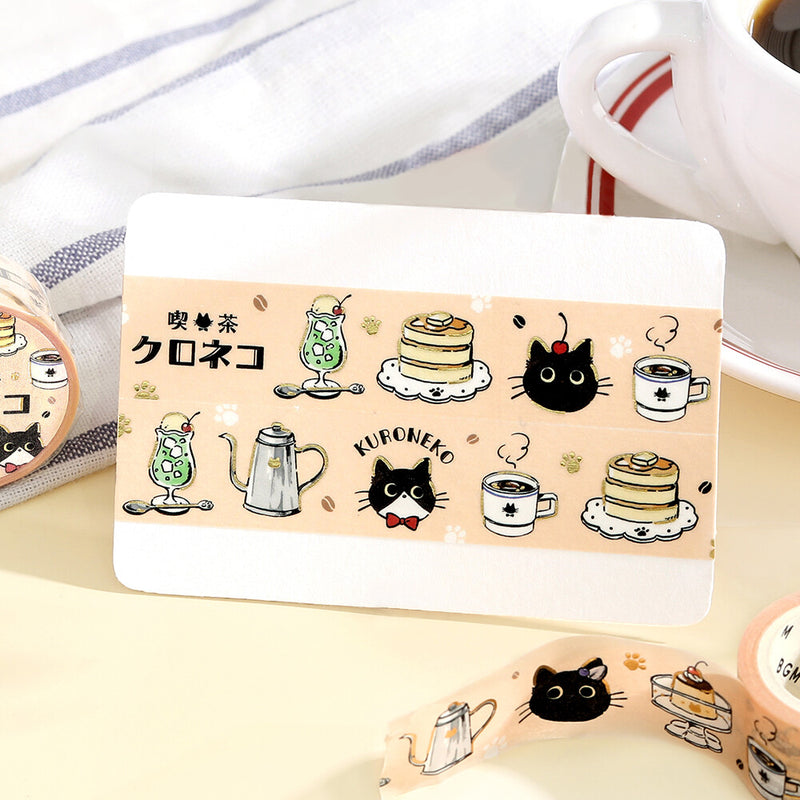 BGM Kuroneko Cafe Gold Foil Washi Tape - Welcome BM-SDG089