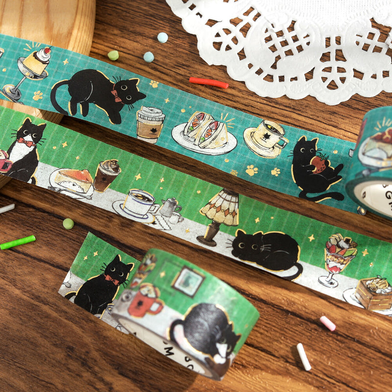 BGM Kuroneko Cafe Gold Foil Washi Tape - Table