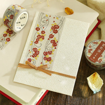 BGM Flower Record Gold Foil Washi Tape - Rose BM-SDG097