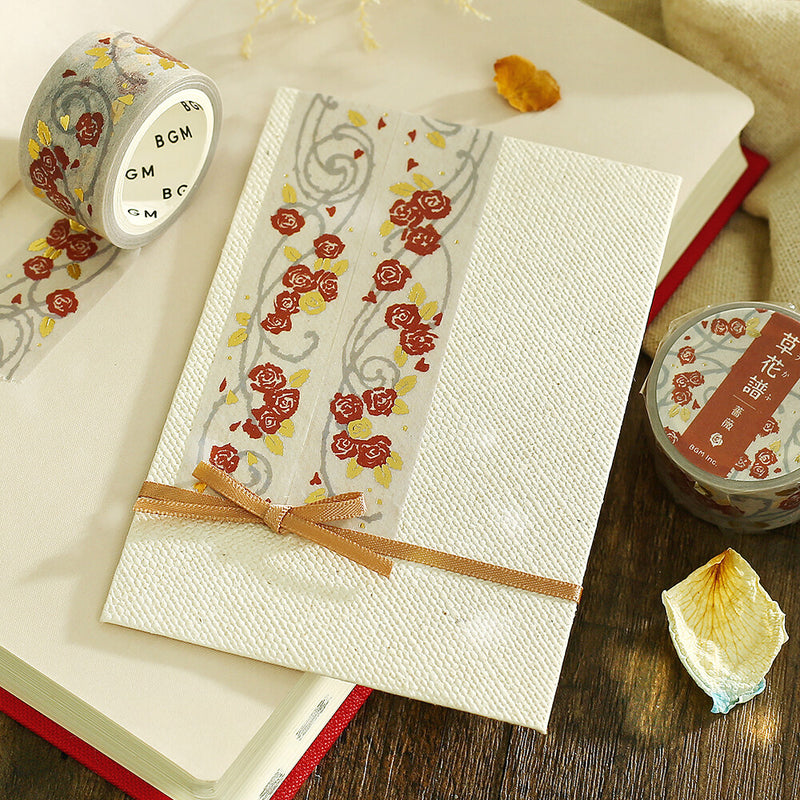 BGM Flower Record Gold Foil Washi Tape - Rose BM-SDG097