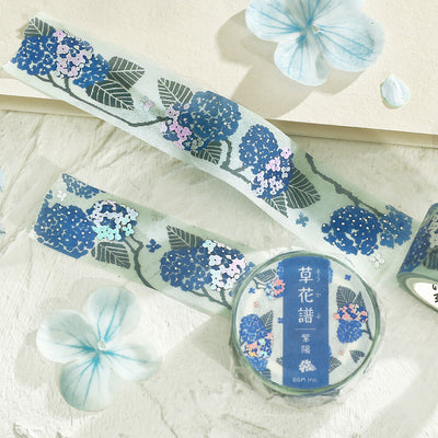 Decorative tape with floral design on a textured surface
