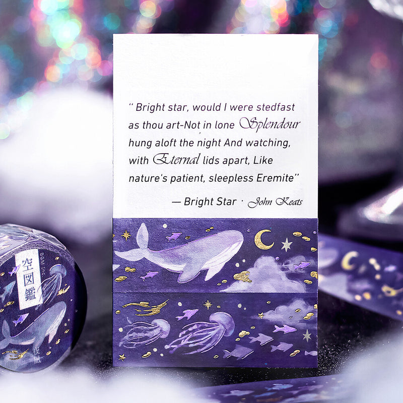BGM Sky Illustration Book Foil Washi Tape - Yonagi BM-SDWG011