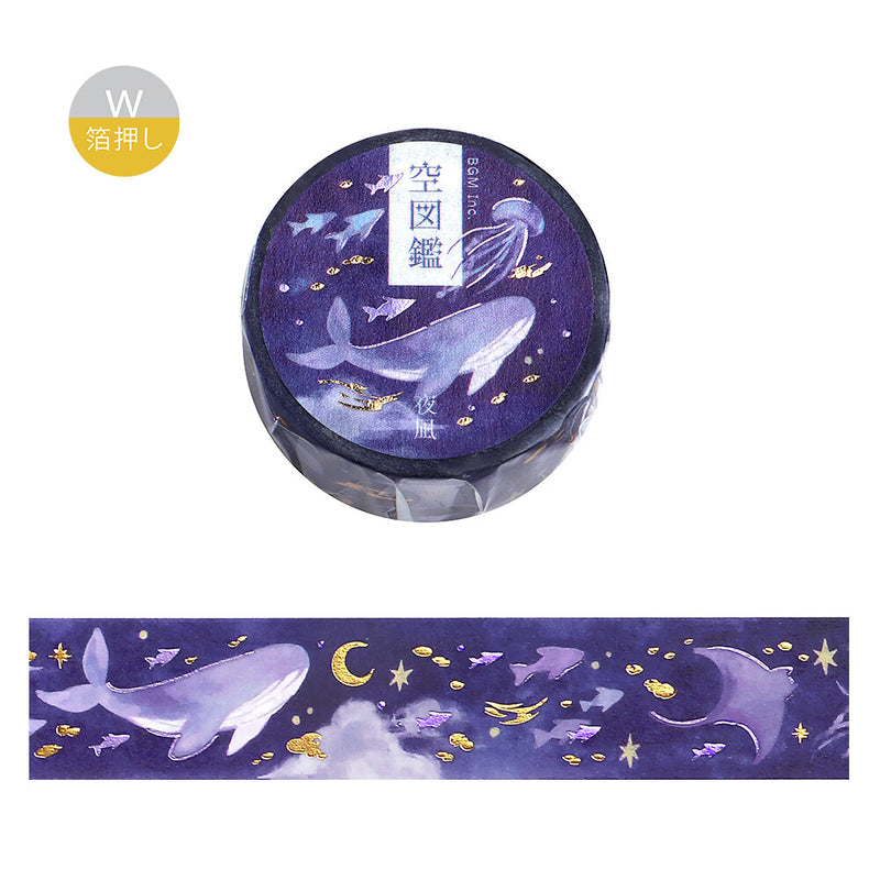 BGM Sky Illustration Book Foil Washi Tape - Yonagi BM-SDWG011