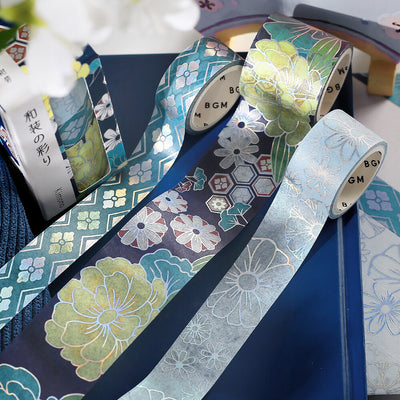 BGM Japanese Kimono Holographic Foil Washi Tape - Azure BM-SET002