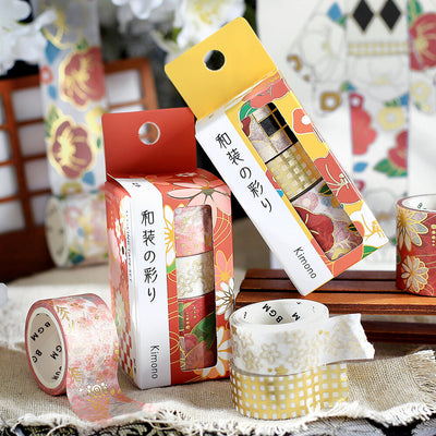 BGM Japanese Kimono Gold Foil Washi Tape - Camellia