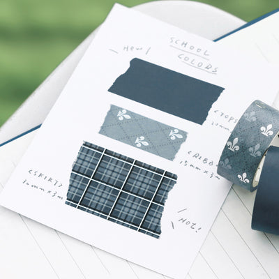 BGM School Colors Silver Foil Washi Tape - Smoke Blue BM-SET006