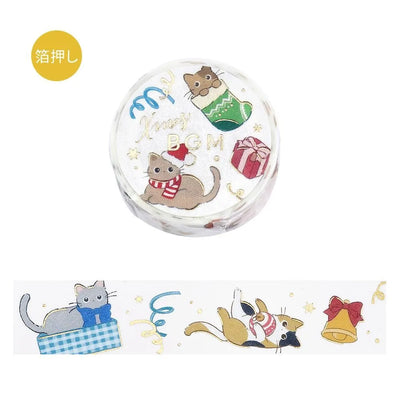 BGM Christmas Limited Edition Gold Foil Washi Tape - Cats BM-SPLM065